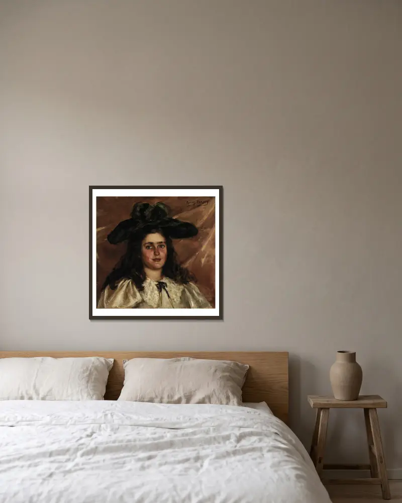 Laura Alice in Big Hat av Alice Pike Barney inramad på en vägg