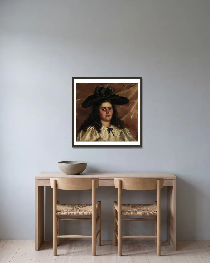Laura Alice in Big Hat av Alice Pike Barney inramad på en vägg
