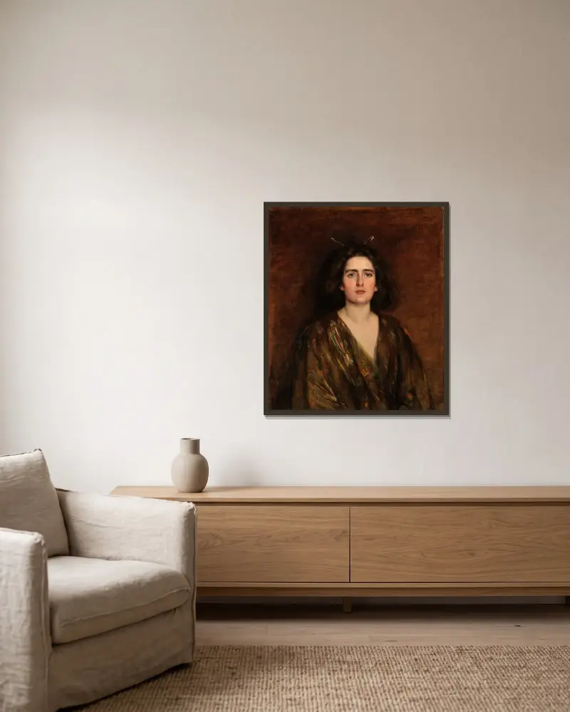 Laura vid sexton av Alice Pike Barney inramad på en vägg