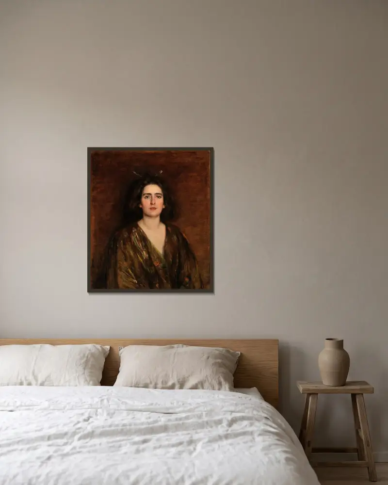 Laura vid sexton av Alice Pike Barney inramad på en vägg