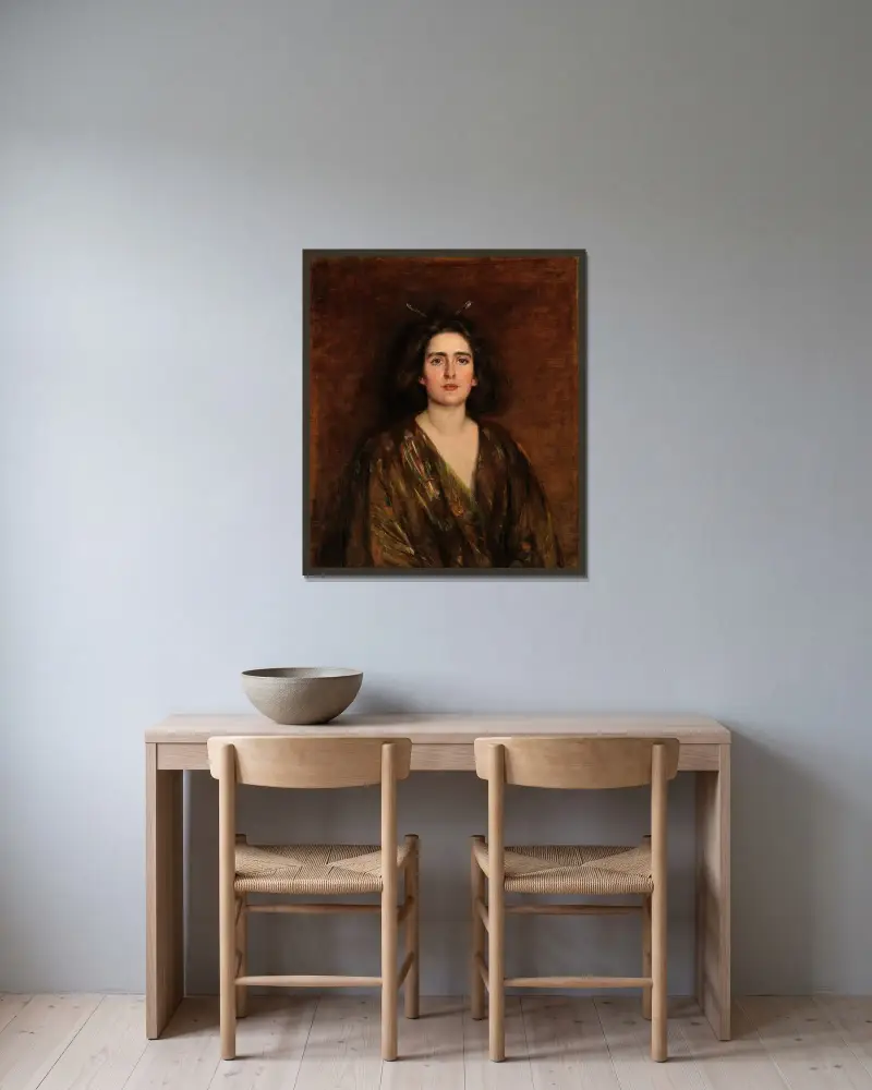 Laura vid sexton av Alice Pike Barney inramad på en vägg