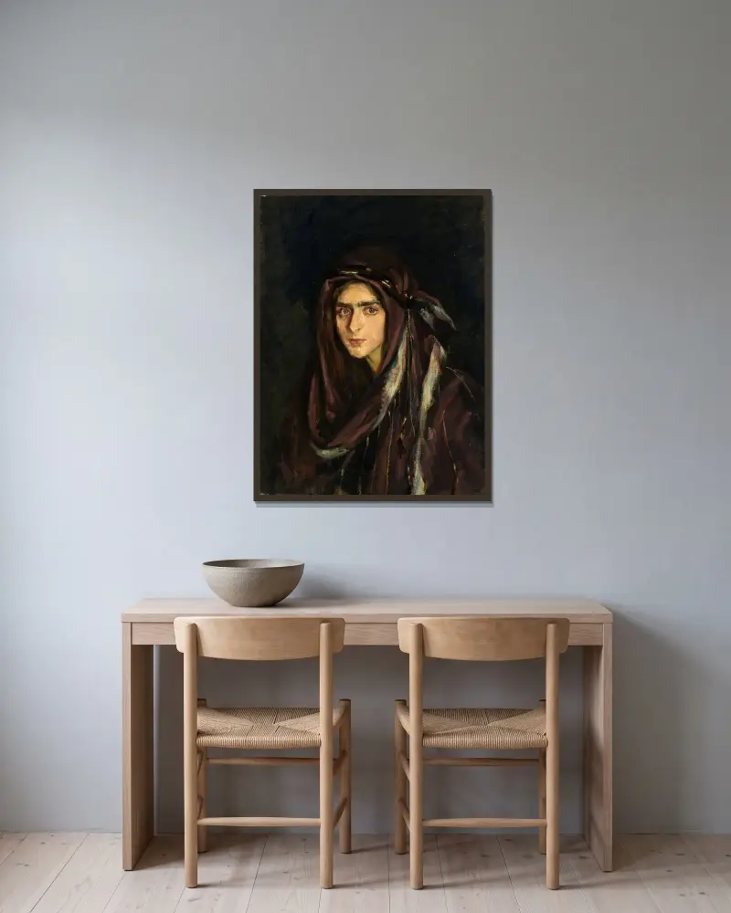 Laura i arabisk dräkt av Alice Pike Barney inramad på en vägg