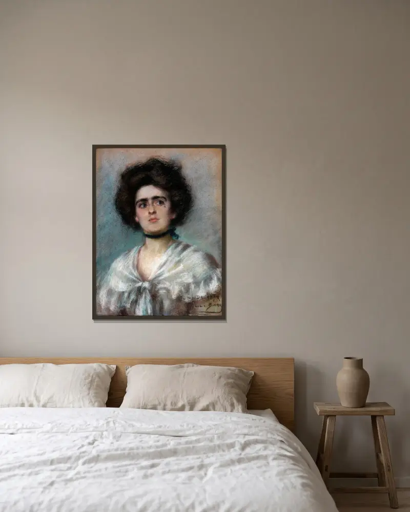 Laura in Fichu av Alice Pike Barney inramad på en vägg