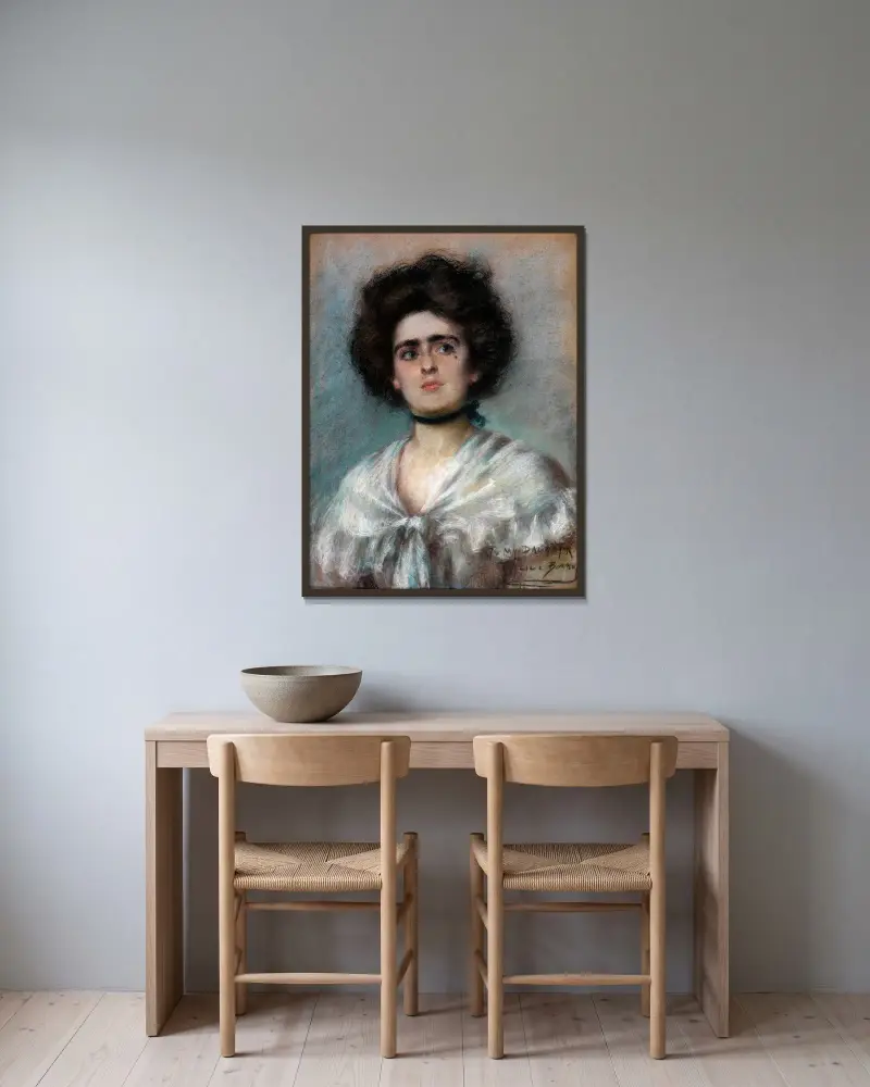 Laura in Fichu av Alice Pike Barney inramad på en vägg