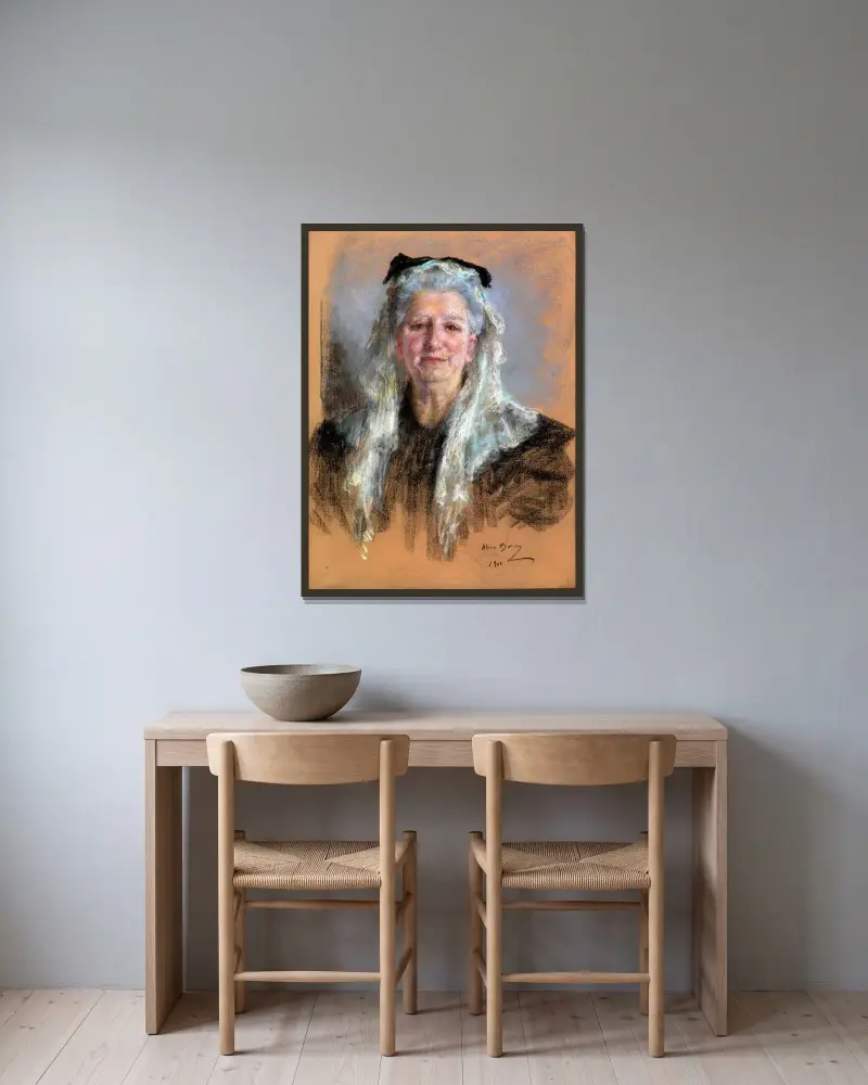 Madame Girard av Alice Pike Barney inramad på en vägg