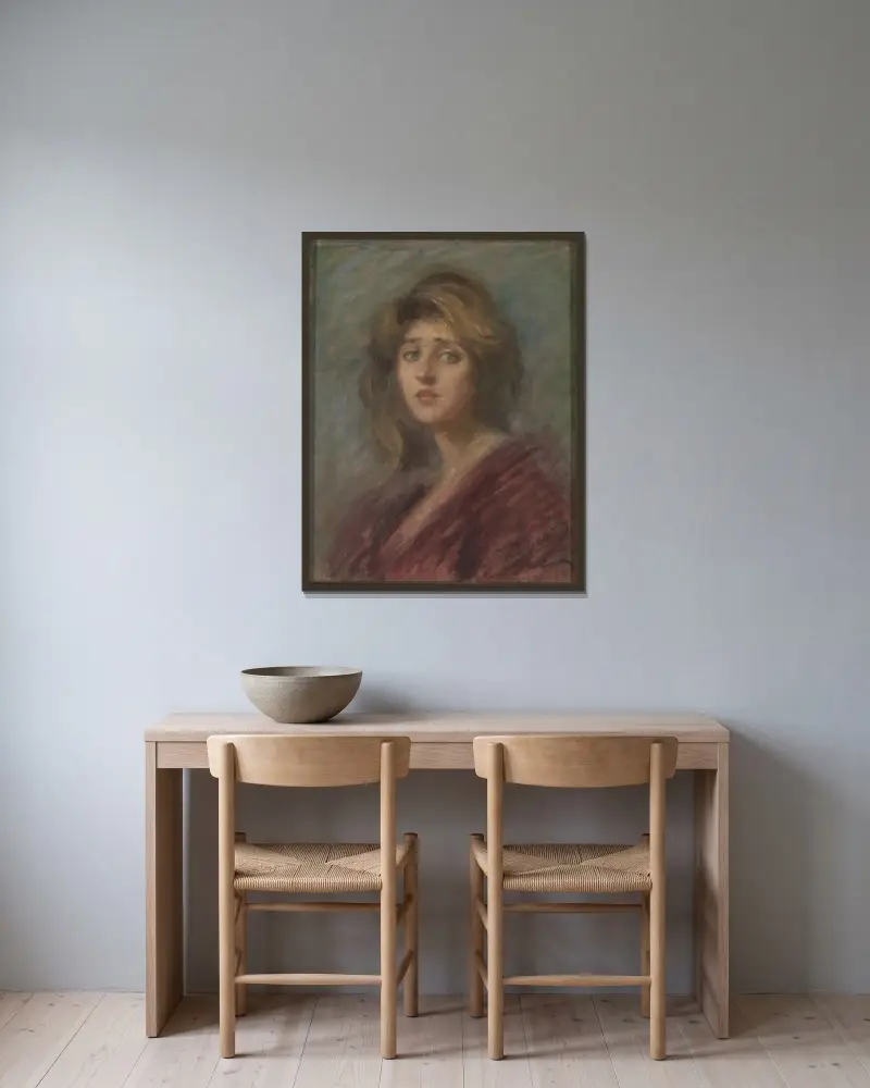 Madame R. av Alice Pike Barney inramad på en vägg