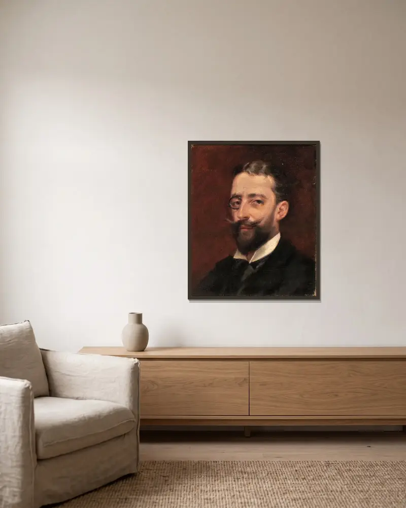 Mann mit Monokel von Alice Pike Barney gerahmt an einer Wand