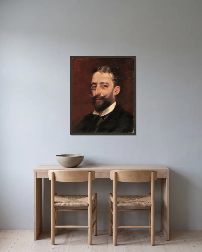 Mann mit Monokel von Alice Pike Barney gerahmt an einer Wand