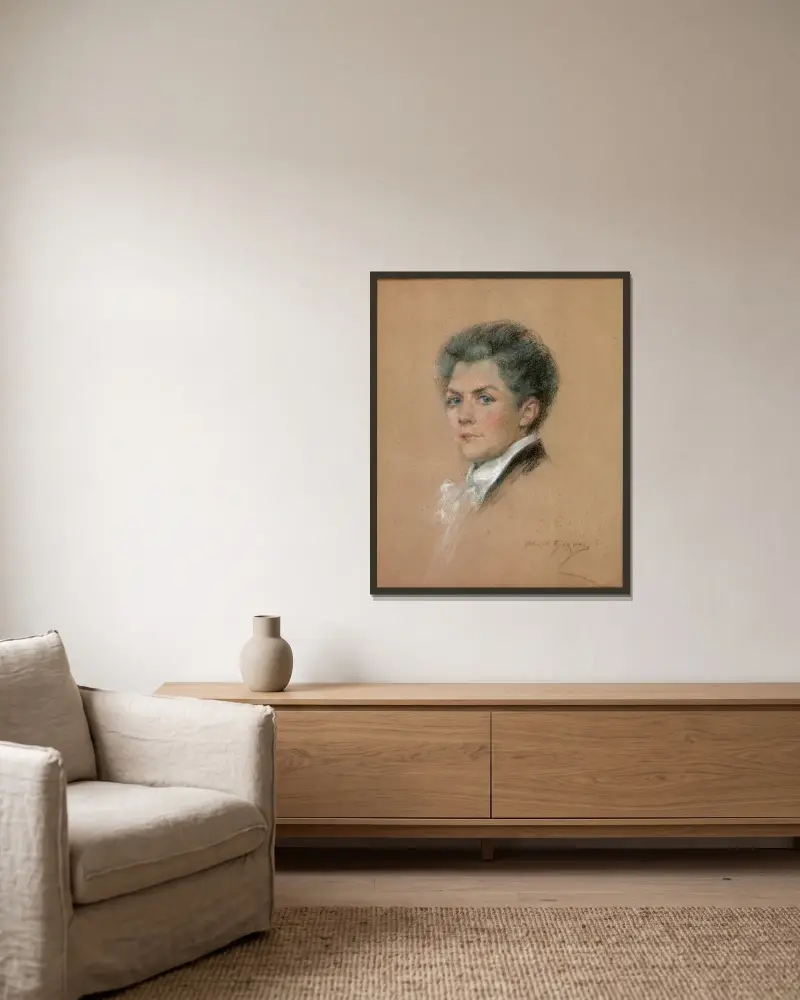 Marie Huet målaren av Alice Pike Barney inramad på en vägg