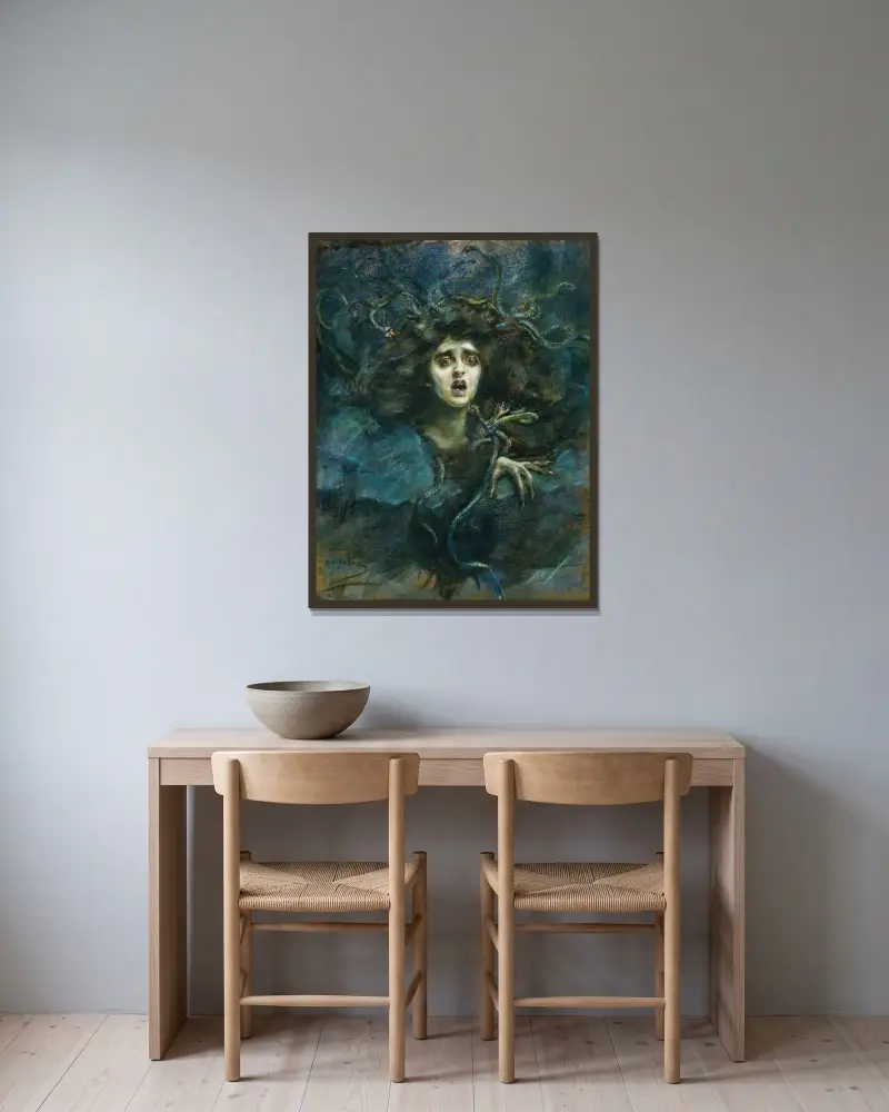 Medusa (Laura Dreyfus Barney) von Alice Pike Barney gerahmt an einer Wand