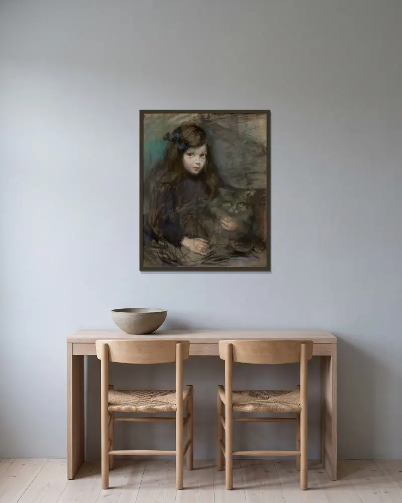 Minette and Minet av Alice Pike Barney inramad på en vägg