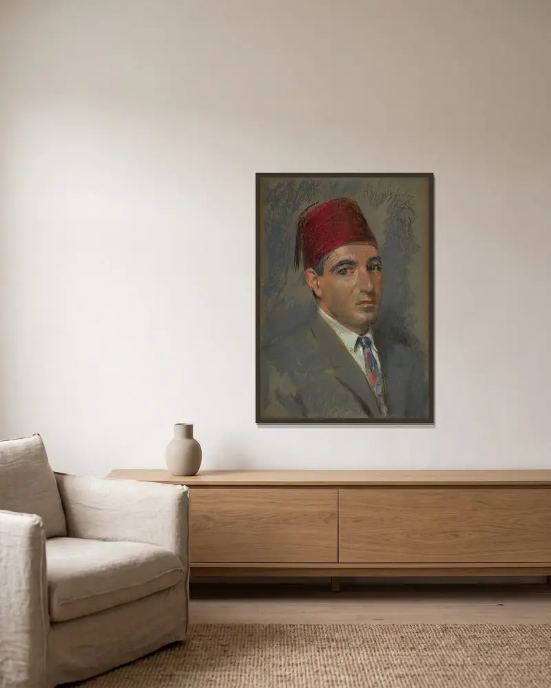 Mirza Sarab av Alice Pike Barney inramad på en vägg