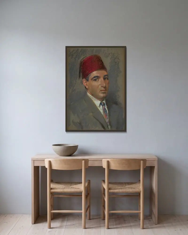 Mirza Sarab av Alice Pike Barney inramad på en vägg