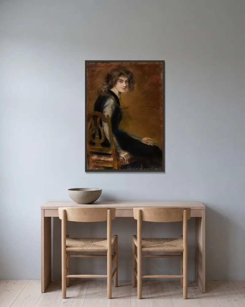 Monkey Pet av Alice Pike Barney inramad på en vägg
