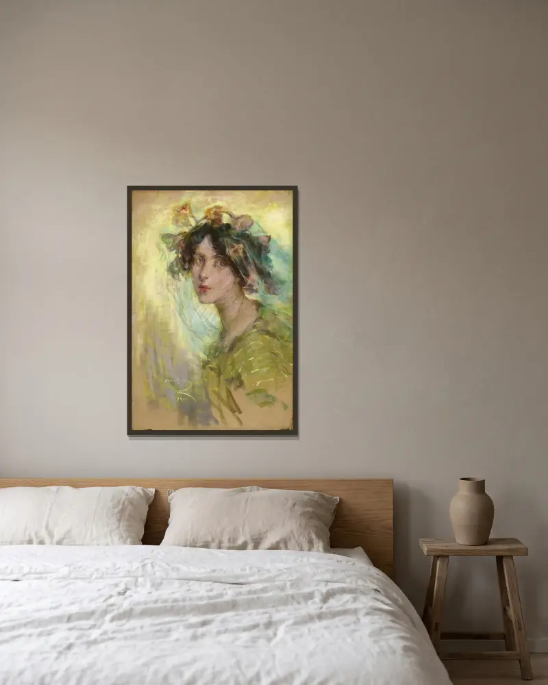 Morgonliljor av Alice Pike Barney inramad på en vägg
