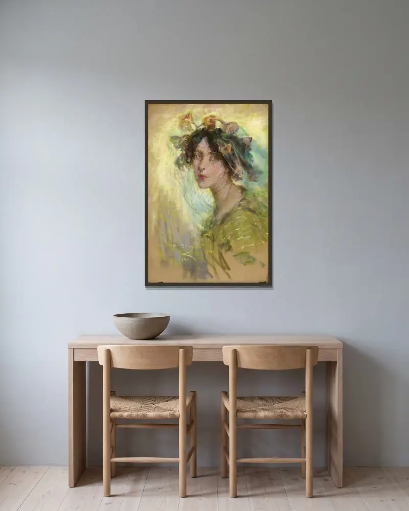 Morgonliljor av Alice Pike Barney inramad på en vägg