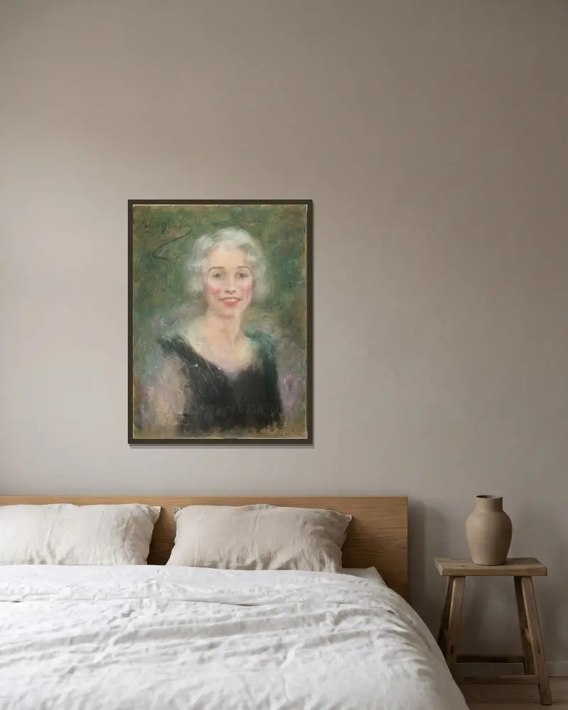 Mrs. Leslie Carter av Alice Pike Barney inramad på en vägg