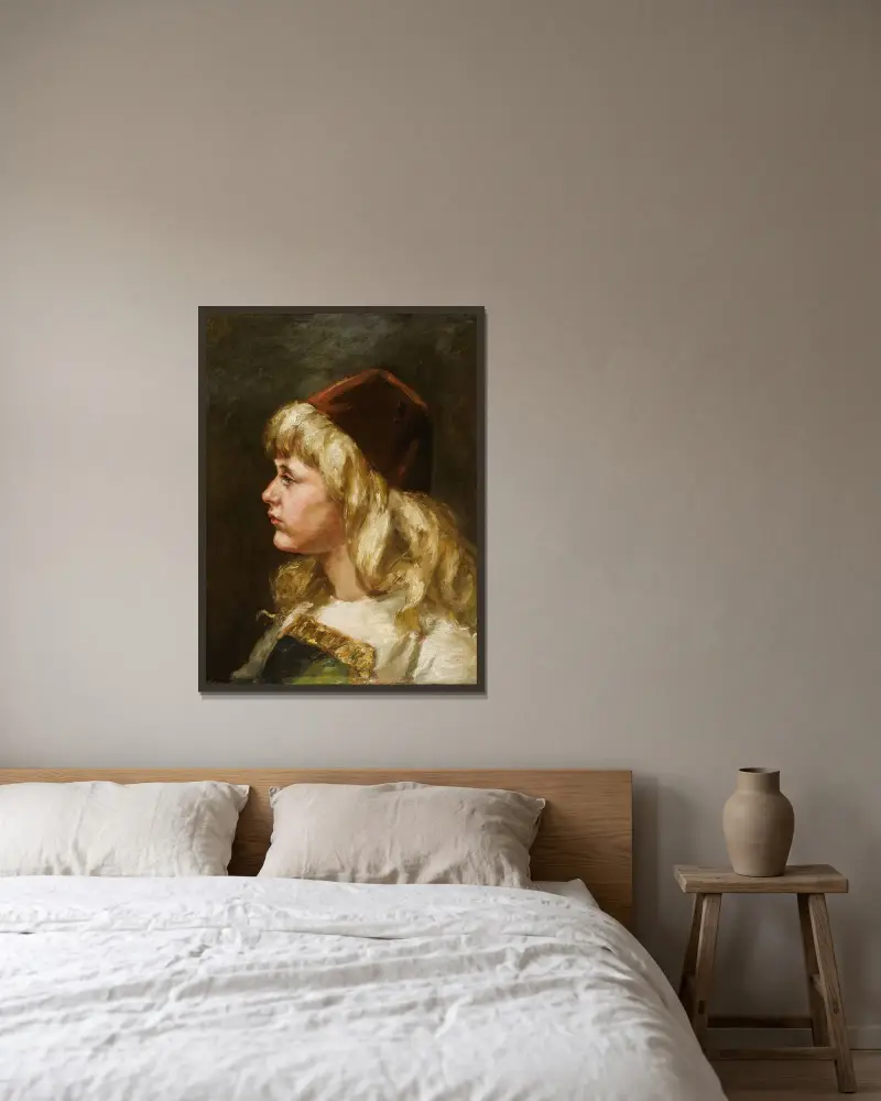 Natalie vid sju års ålder av Alice Pike Barney inramad på en vägg