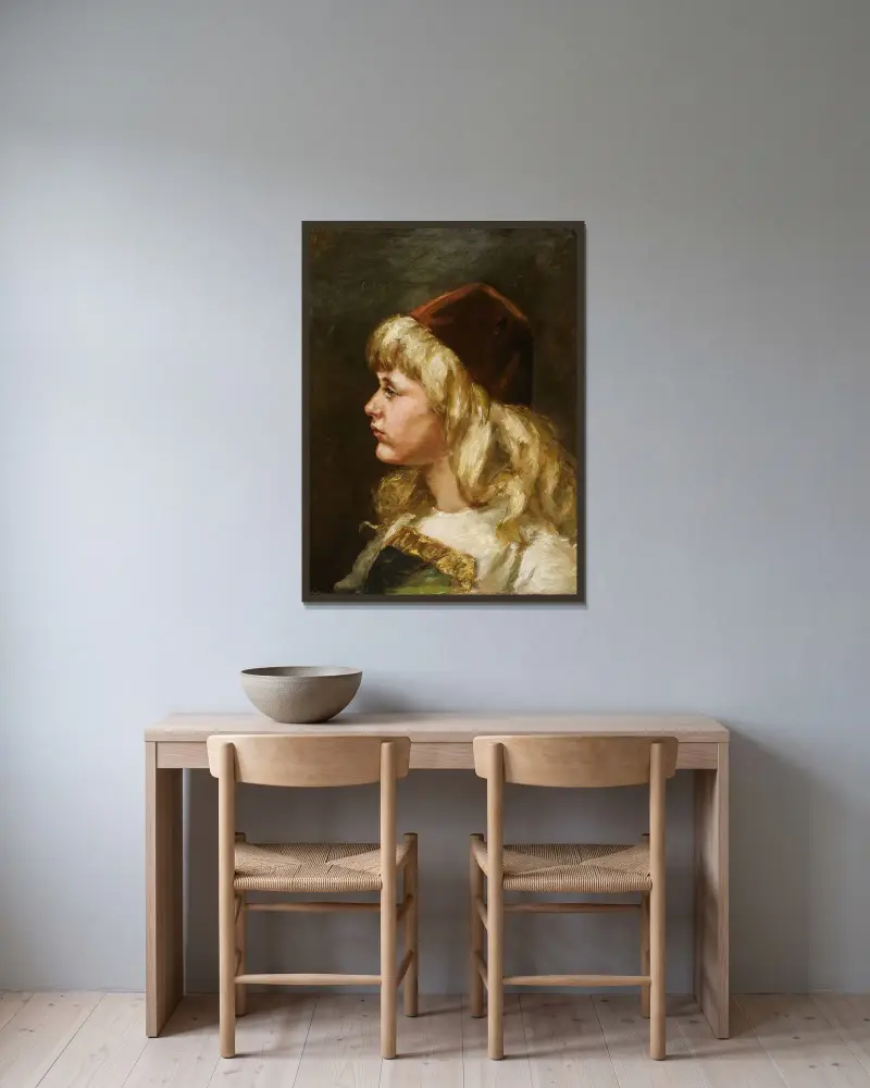 Natalie vid sju års ålder av Alice Pike Barney inramad på en vägg