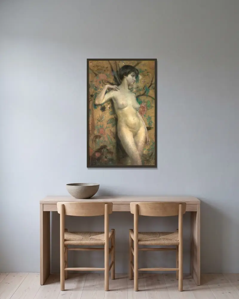 Akt vor einem Wandschirm von Alice Pike Barney gerahmt an einer Wand