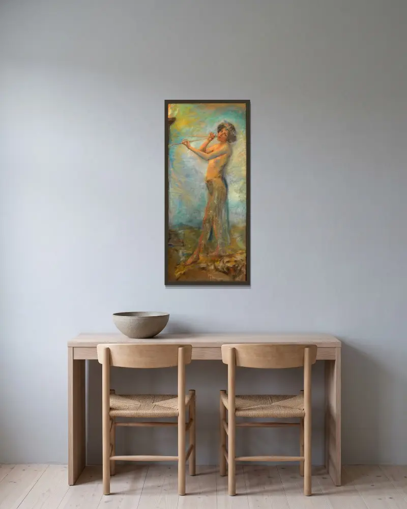 Pagan Dancer av Alice Pike Barney inramad på en vägg
