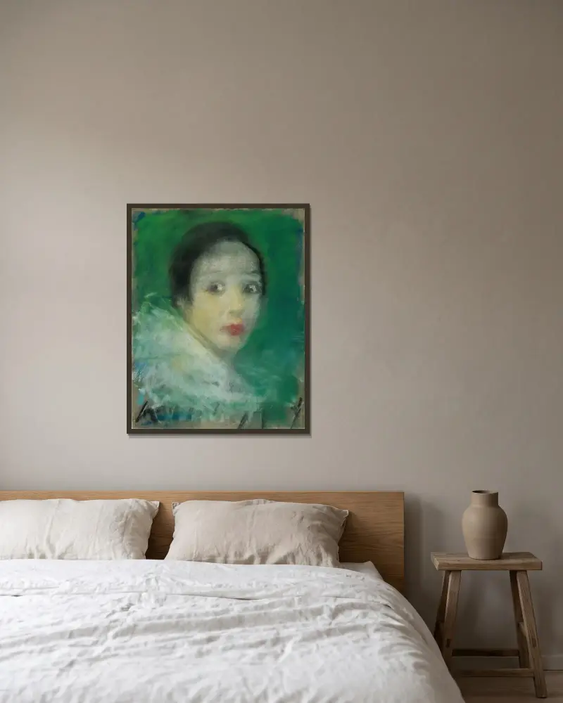 Pierette av Alice Pike Barney inramad på en vägg