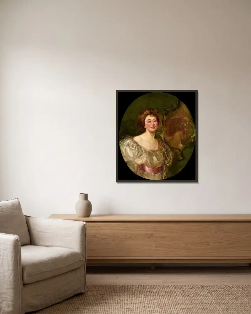 Selbstporträt im Spiegel von Alice Pike Barney gerahmt an einer Wand