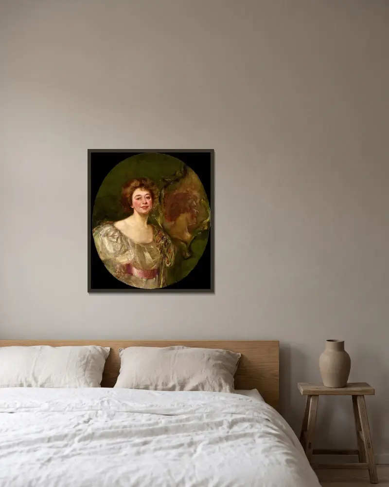 Selbstporträt im Spiegel von Alice Pike Barney gerahmt an einer Wand