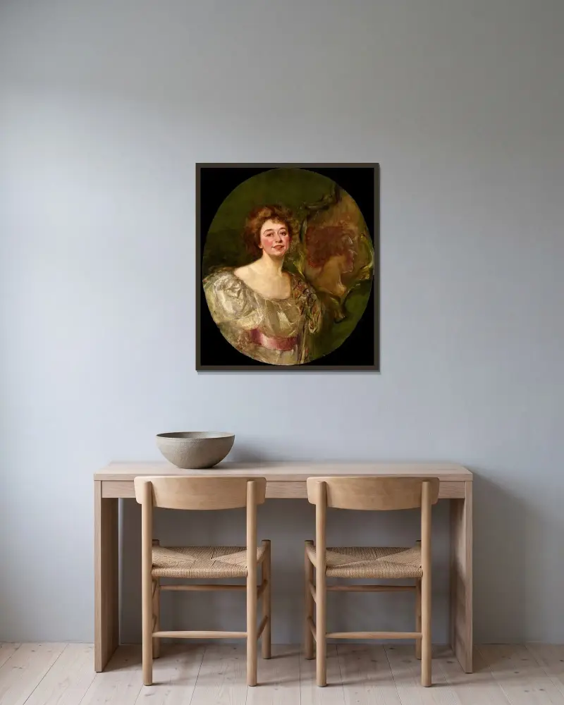 Selbstporträt im Spiegel von Alice Pike Barney gerahmt an einer Wand