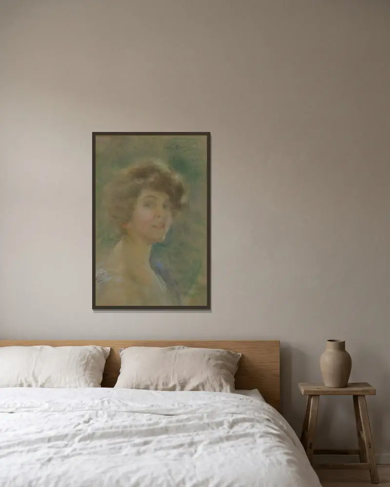 Self Portrait av Alice Pike Barney inramad på en vägg