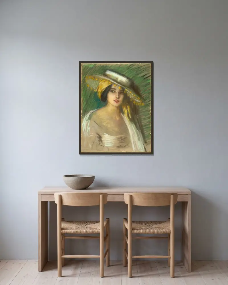 Spansk fantasi III av Alice Pike Barney inramad på en vägg
