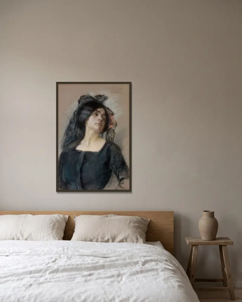 Spansk kvinna av Alice Pike Barney inramad på en vägg