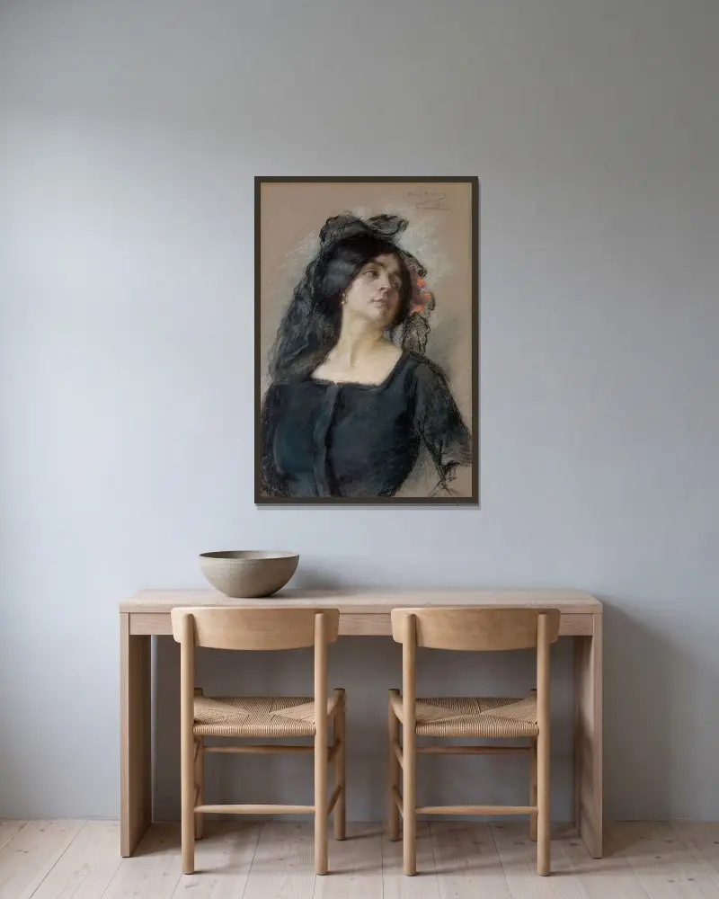 Spansk kvinna av Alice Pike Barney inramad på en vägg