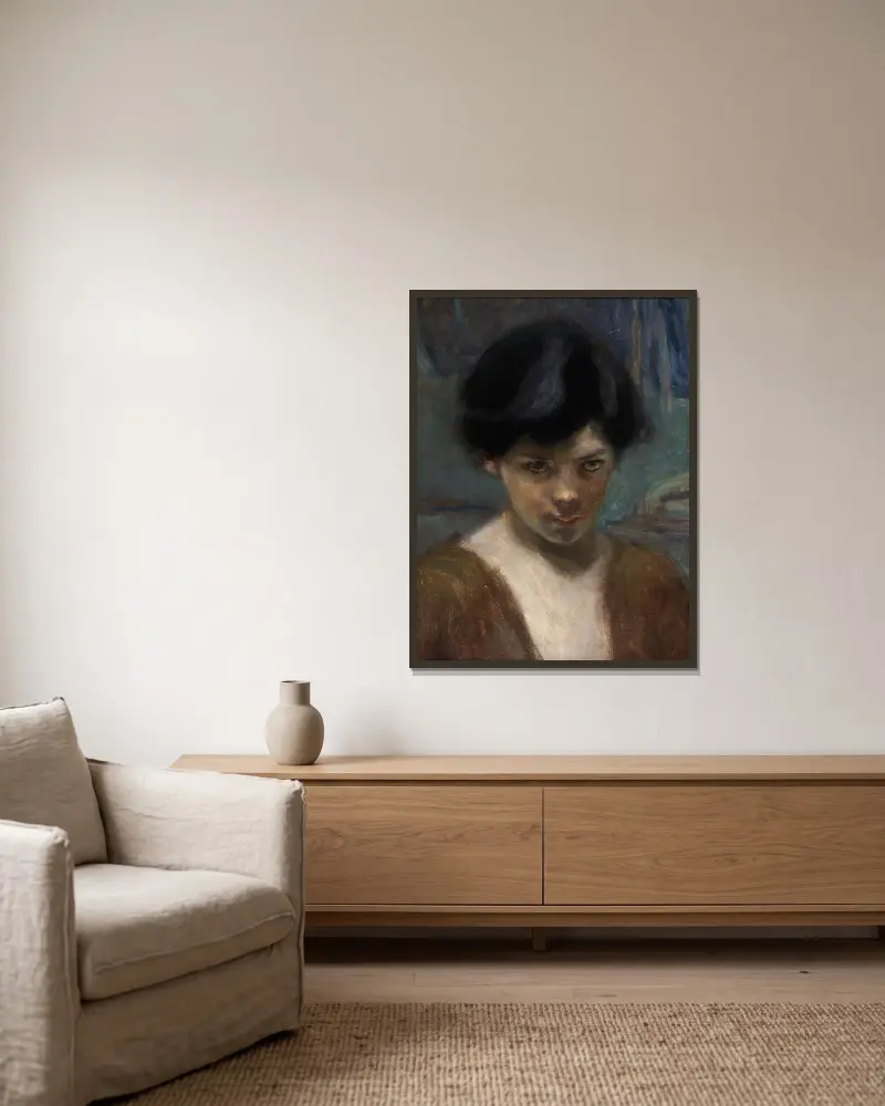 Study Head of a Boy av Alice Pike Barney inramad på en vägg