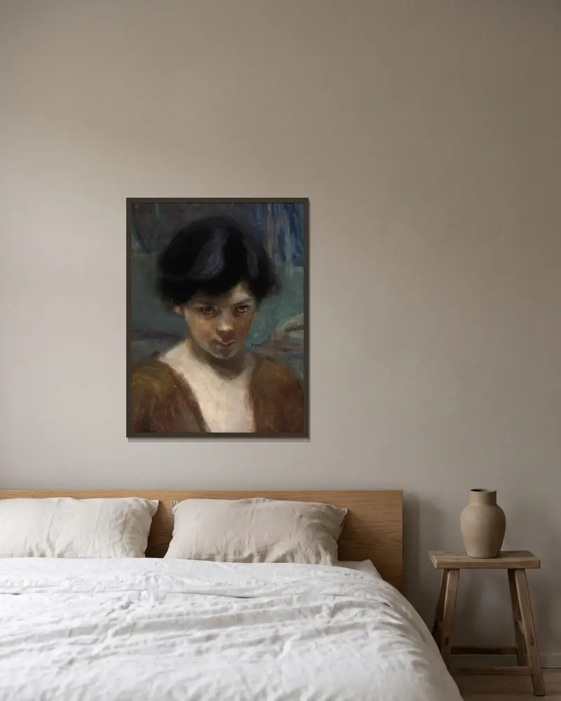Study Head of a Boy av Alice Pike Barney inramad på en vägg