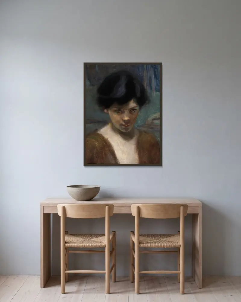 Study Head of a Boy av Alice Pike Barney inramad på en vägg