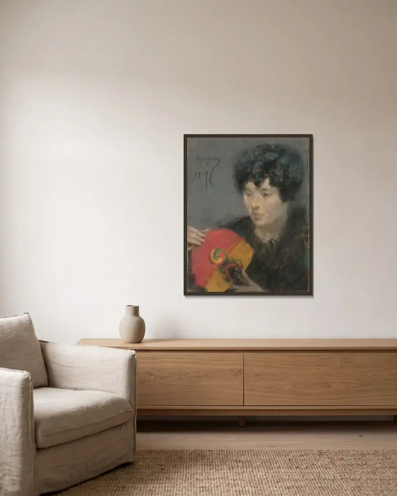 Studie mit Fächer von Alice Pike Barney gerahmt an einer Wand