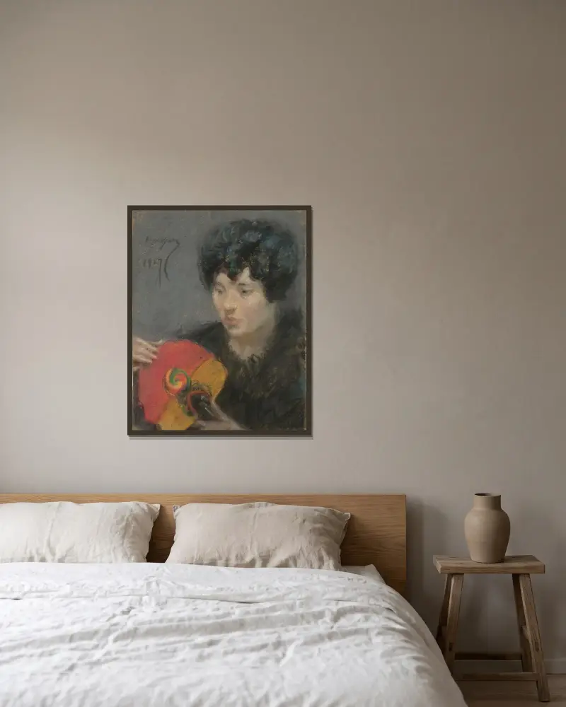 Studie mit Fächer von Alice Pike Barney gerahmt an einer Wand