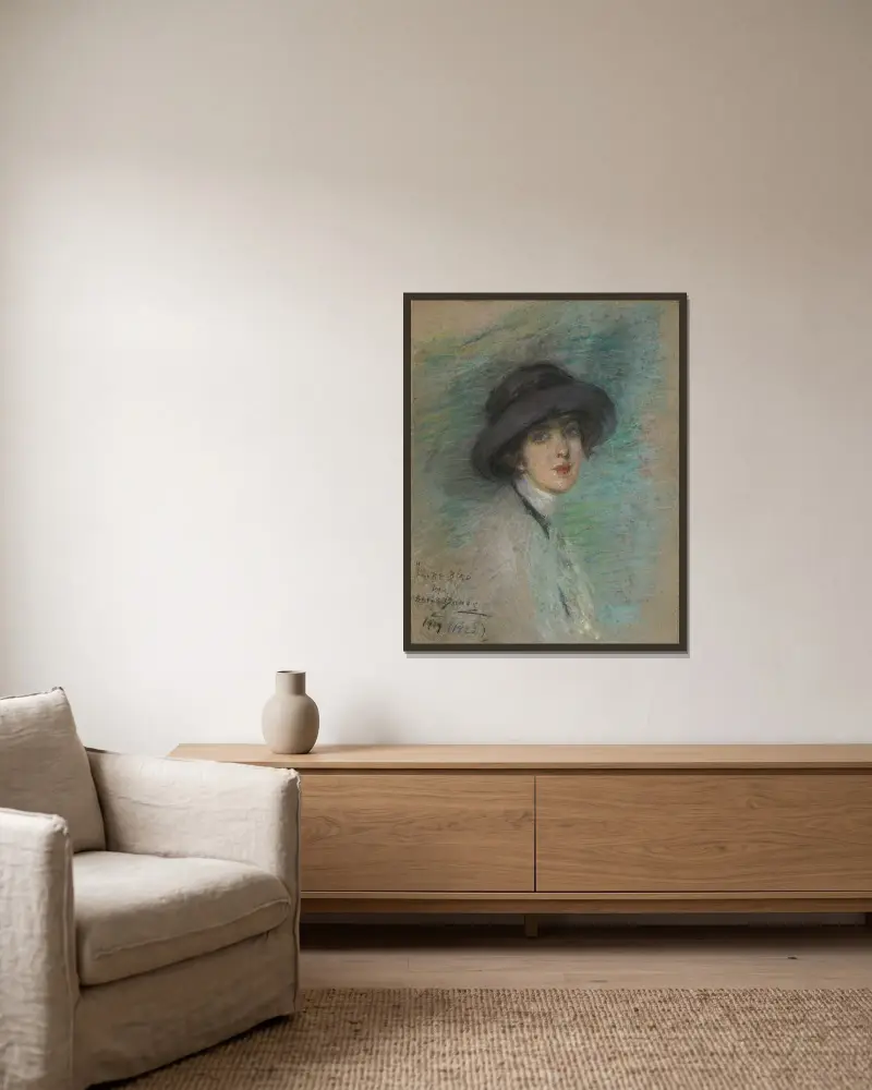 Resenären av Alice Pike Barney inramad på en vägg
