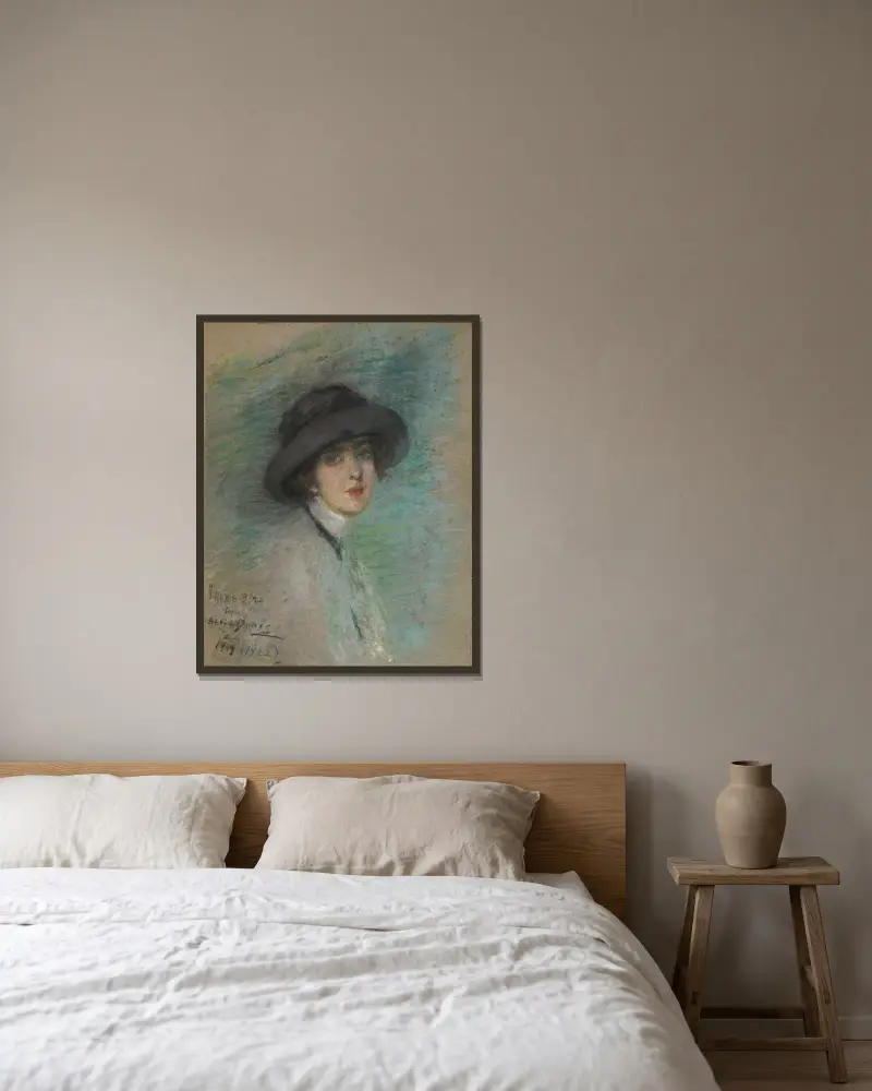 Resenären av Alice Pike Barney inramad på en vägg
