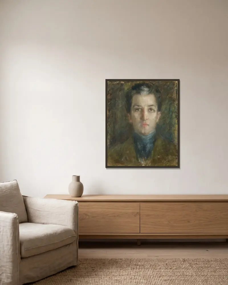 Der junge Diplomat (Señor Algara) von Alice Pike Barney gerahmt an einer Wand