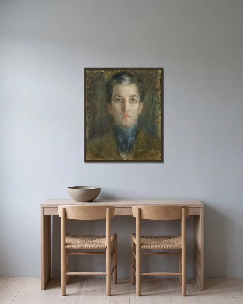 Der junge Diplomat (Señor Algara) von Alice Pike Barney gerahmt an einer Wand