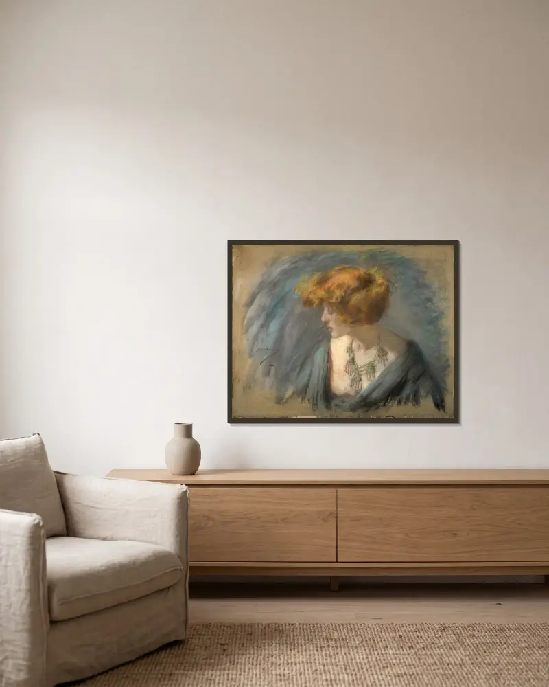 Titian Hair av Alice Pike Barney inramad på en vägg