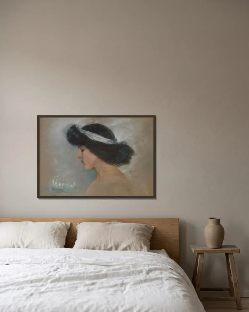 Waterlily av Alice Pike Barney inramad på en vägg