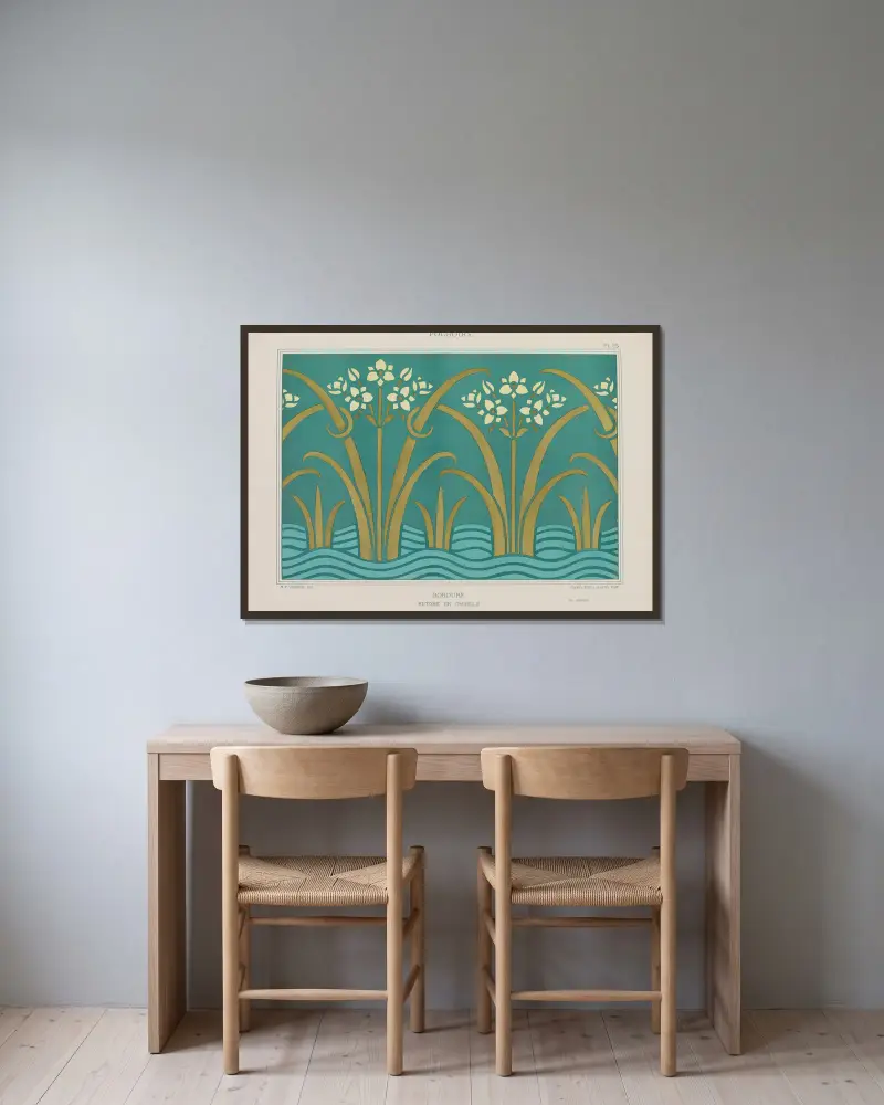 Bordure, Butome en ombelle av Maurice Pillard Verneuil inramad på en vägg