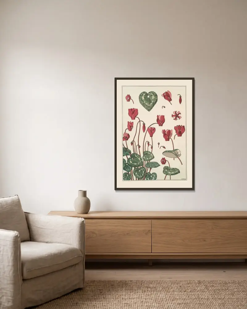 Cyclamen von Maurice Pillard Verneuil gerahmt an einer Wand