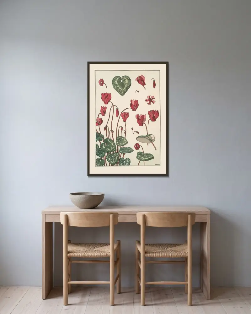 Cyclamen von Maurice Pillard Verneuil gerahmt an einer Wand