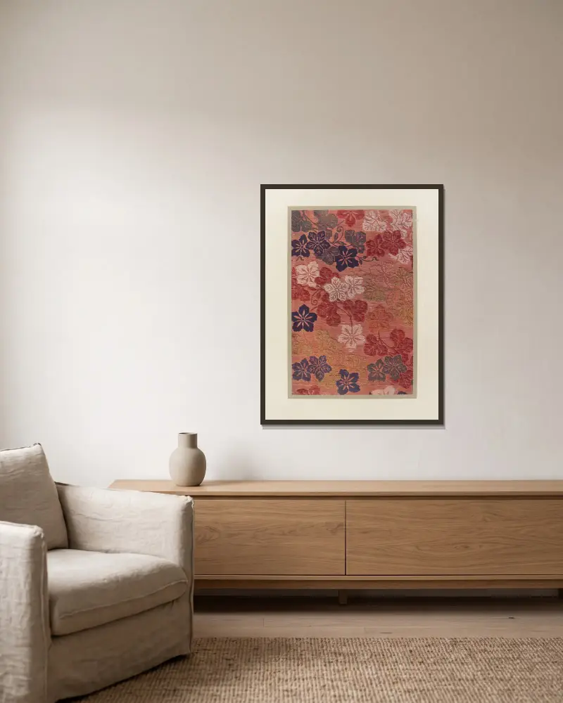 Fleurs et feuilles de courge av Maurice Pillard Verneuil inramad på en vägg