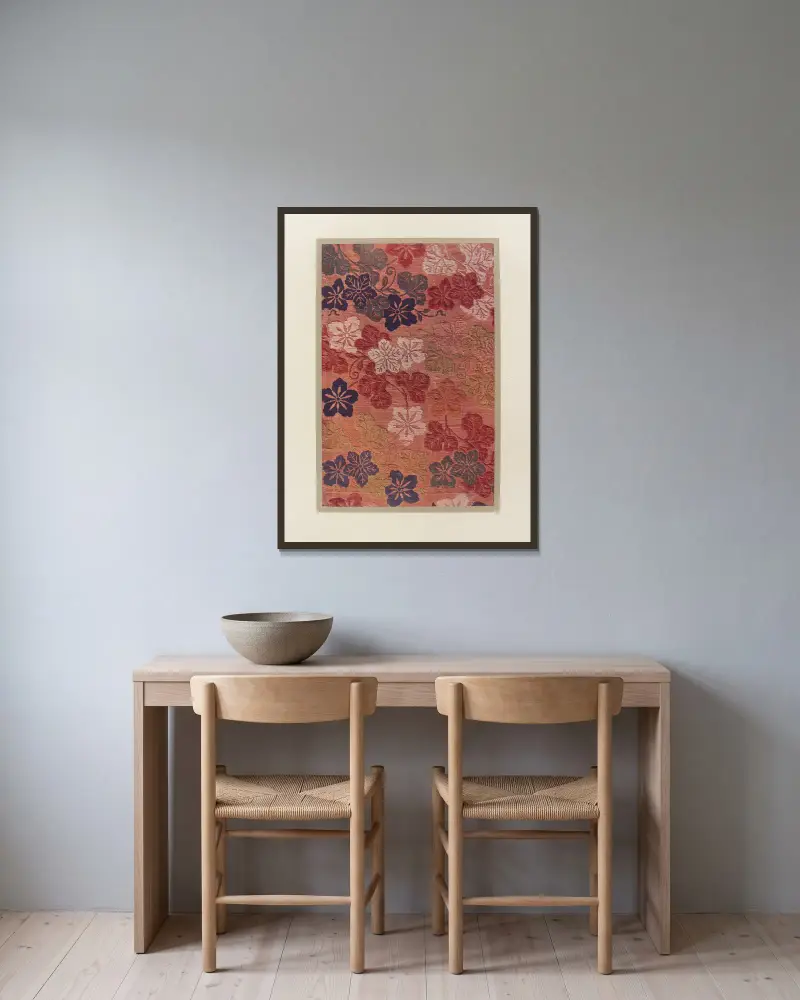 Fleurs et feuilles de courge av Maurice Pillard Verneuil inramad på en vägg