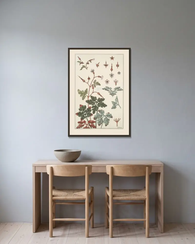 Geranium sauvage von Maurice Pillard Verneuil gerahmt an einer Wand